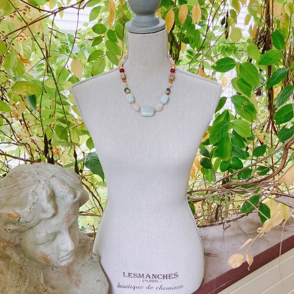 VTG Signed Jay King DTR Gemstone Sterling Silver Necklace 21" Amazonite Quartz - Picture 4 of 12